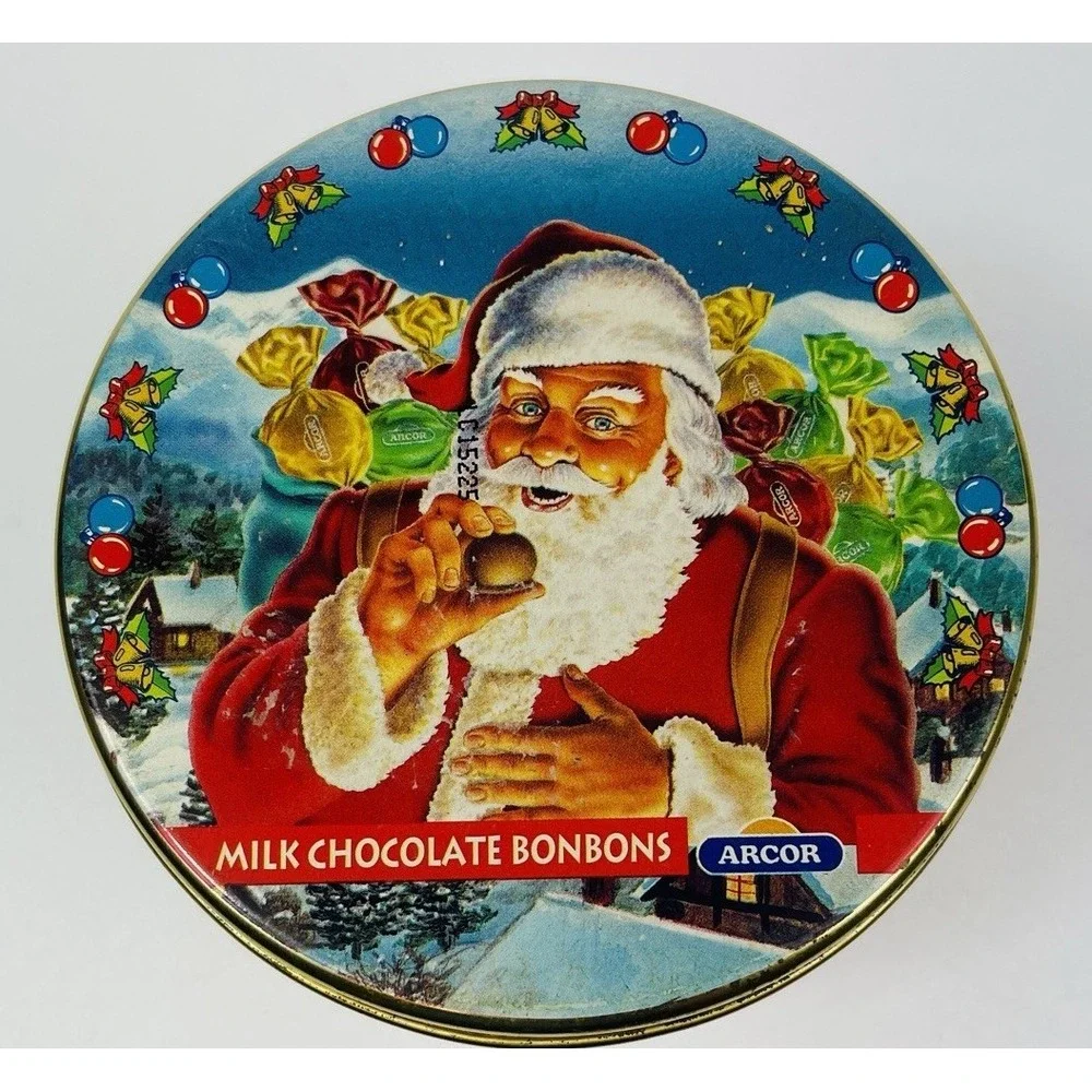 Vintage Real Peanut Milk Chocolate BonBons  Cylinder Holiday Classic Tin Can